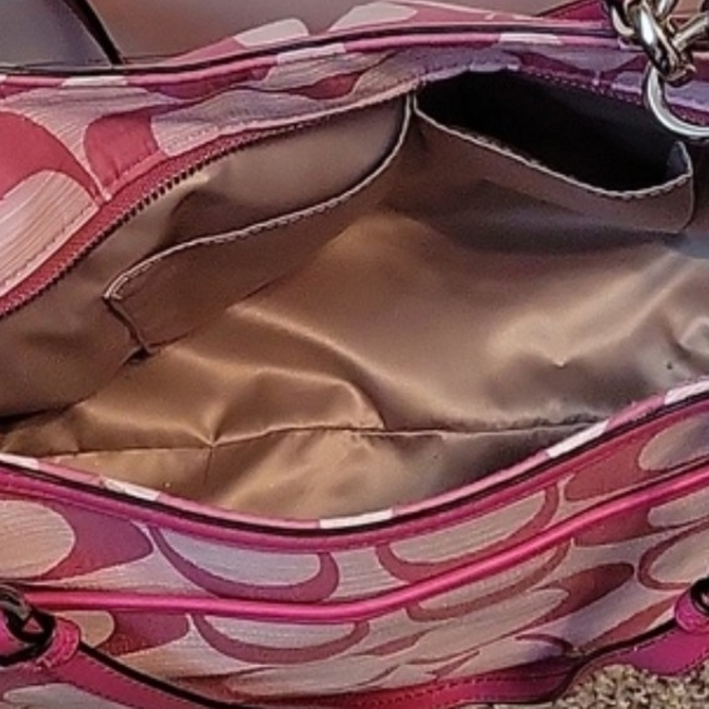 Coach Pink Magenta Alexandra Signature Chain Tote Bag - Picture 2 of 5